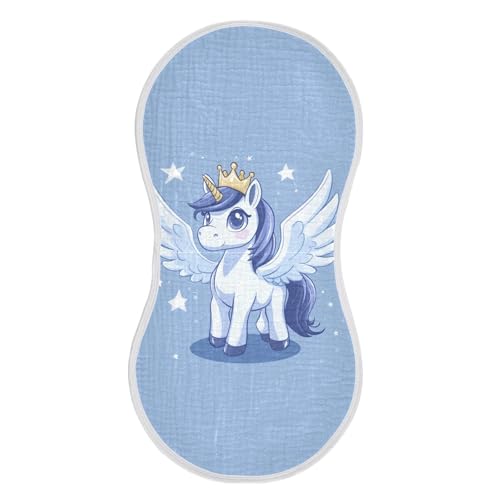 Winged Unicorns Crown Stars Baby Burp Cloths Absorbent Muslin Soft Burp Cloth Rags Cotton Burp Clothes for Girl Unisex Boy Newborn 1 Pack 22x11 Inches