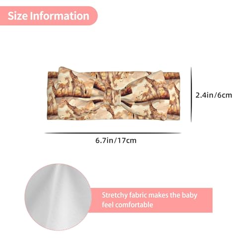 Giraffe mother and child Prints Baby Bow Headband - Super Stretchy Soft Bows Hair Accessories for Newborn Infant Toddlers Kids Girls - Elastic and Skin-Friendly3
