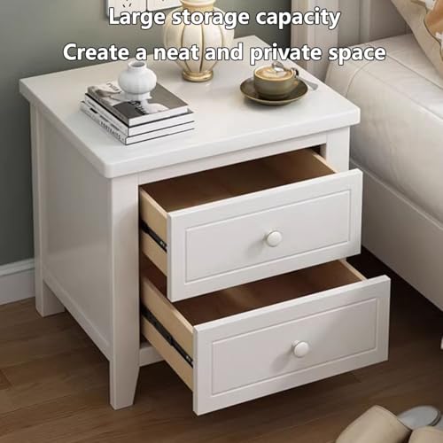 Table de chevet bois avec 2 tiroirs blanche petite table d'appoint 50cm - 6