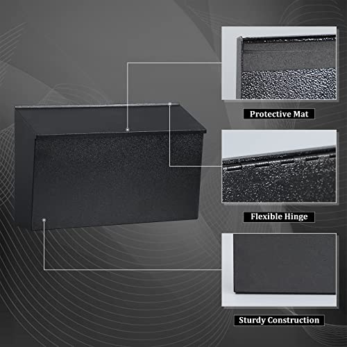Dalmbox Wall-Mount Mailbox Large Mailbox For Post Rust-Proof Galvanized Steel Box For Outside Or Townhouse Horizontal Style, Black, 15.7” X 4.3” X 9.4” #TOP2