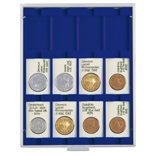 Box Monnaies LINDNER bleu marine à 12 alvéoles pour étuis REBECK Coin L