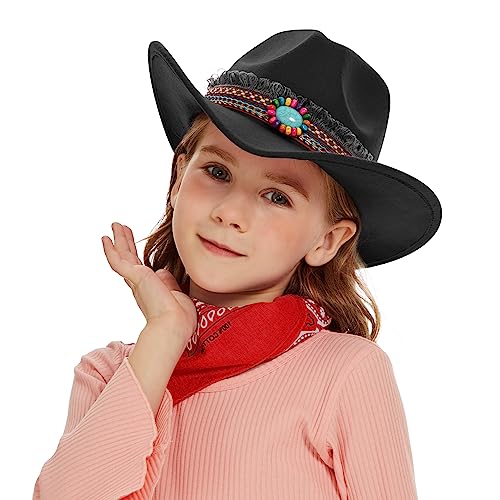 SAJUZEN Kids Cowboy hat with Bandanna, Toddler Baby Cowboy hat with Tassel Belt, Cowgirl hat for Girls