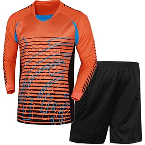 THLFR Camiseta de goleiro de futebol, camiseta de futebol anticolisão de manga comprida (G, laranja)
