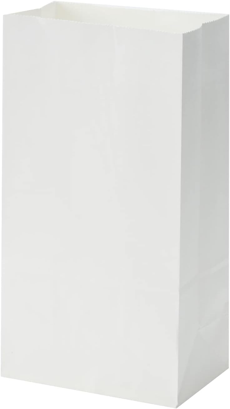 LOOKSGO 40 Pack White Kraft Paper Lunch Bags, 4 lb Capacity, Square Bottom Grocery Bags for Lunches & Crafts