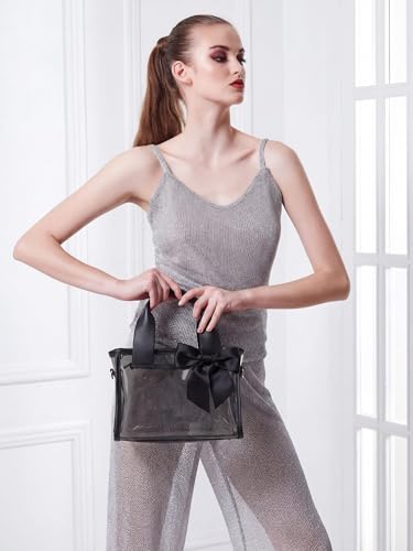 Bolso Tote Transparente Aliceset con Moño y Correa Extraíble miniatura 3