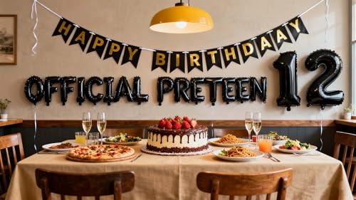 12th Birthday Decorations for Boys, Happy 12th Birthday Banner Official Pre-Teen Balloons Foil Balloons for 12 Years Old Birthday Anniversary Supplies Boys (12th Black) by JumDaQQ - Used condition - Image 3