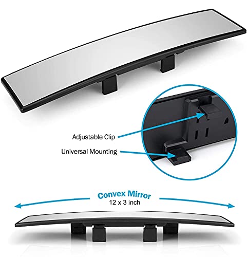 12" Wide Angle Interior Clip On Convex Panoramic Rearview Mirror Blue Anti-Glare #TOP1