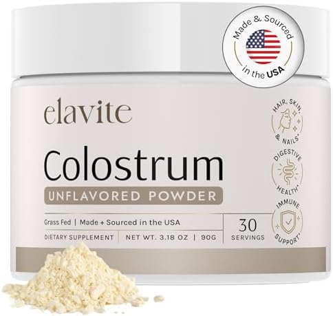 Bovine Colostrum Powder (Unflavored) Grass Fed Colostrum Supplement for Gut Health, Immune Support Healthy Hair, Skin & Nails - 30 Servings