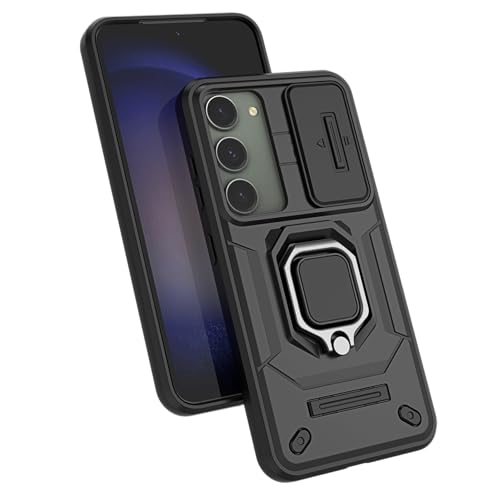 Image of SHINESTAR Tough Armor Samsung S23 5G Bumper Back Case Cover | Ring Holder & Sliding Camera Shield Cover | 360 Degree Protection Back Case Cover for Samsung Galaxy S23 5G (Black)