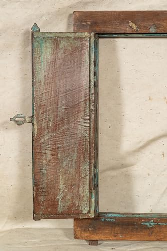 Biscottini Innentür Fenster L 61,5 x T 8,5 x H 44,5 cm - Holztür - Türen für Innen und Außen - Wohnkultur