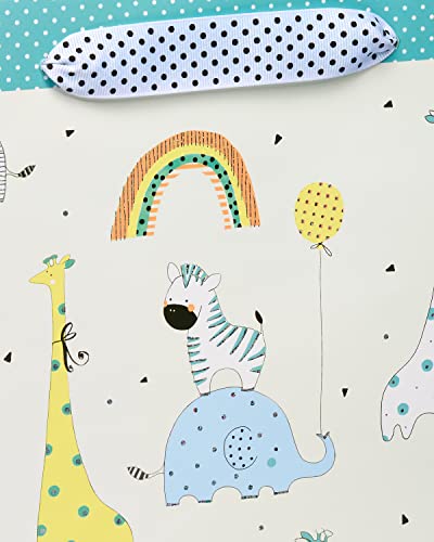 Image of Papyrus 18 inch Jumbo Gift Bag - Designed by House of Turnowsky (Zoo Animals with Balloons) for Baby Showers, Baby Sprinkles, New Baby, Baptisms, Christenings and All Baby Occasions (1 Bag)