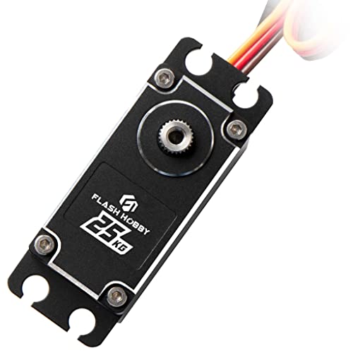 Flash Hobby M25Bhw Waterproof Ip67 25Kg Full Aluminum Case High Torque Digital Brushless Motor Servo Compatible With 1/8, 1/10 1/12 Rc Crawler Car, Robot,Truck Robot Parts #TOP3