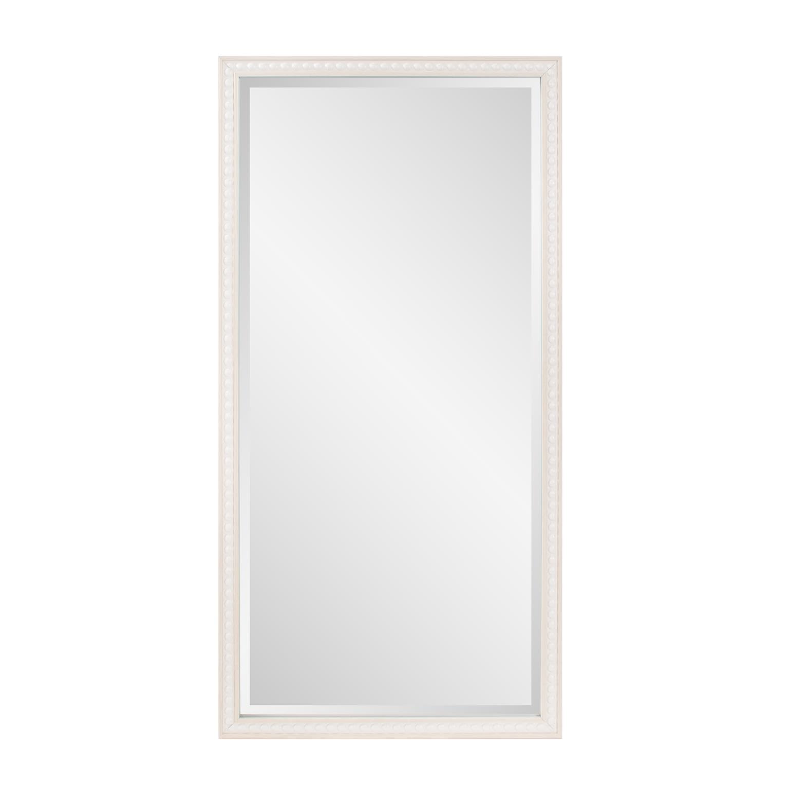 Howard Elliott Collection Large Beaded Rectangular Wall Mirror, Natural Frame Full Length Vanity Mirror with Beveled Glass for Living Room, Hallway,