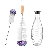 Flaschenbürste für SodaStream Glasflasche, IOMOY 2er Premium Kratzfreie Reinigung Flaschenreiniger, Lang Griff Flaschenbürste mit Flauschbommel für Glasflaschen Babyflaschen Sodaflaschen