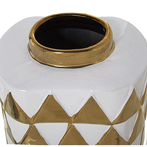 TIBOR CERÁMICA TRIÁNGULOS BLANCO/ORO 16X12X21CM