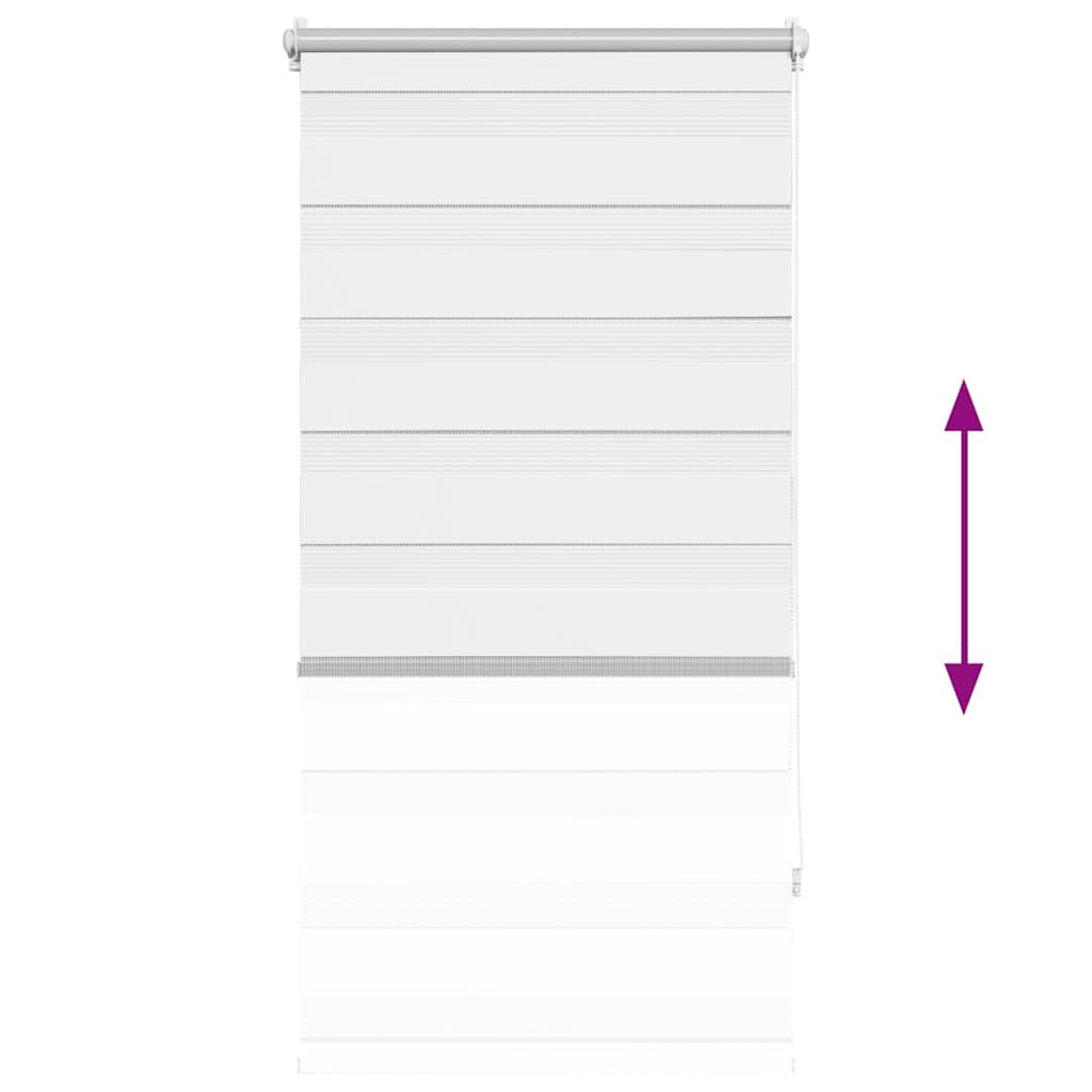 Store enrouleur double 80 x 150 cm blanc sans perçage support design zèbre tissu transparent et opaque filtre lumière moderne pour salon, chambre, bureau, cuisine