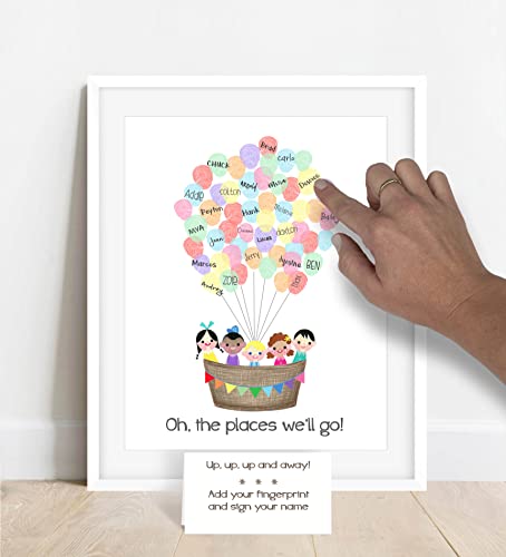 Personalized Teacher Appreciation Fingerprint Poster, Thumbprint Hot Air Balloon, Kindergarten Teacher Gift Ideas, School Staff Appreciation Ideas (Hot Air Balloon) - Thumbnail 4
