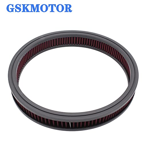 Red 14 \"x 2\" Air Filter Element Air Cleaner High Flow Replacement Washable and Reusable Round Cotton Fiber Compatible with Buick C-hevrolet GMC Ford Mopar Oldsmobile Pontiac