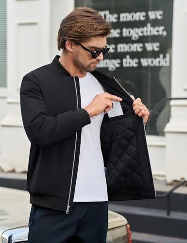 Cotrasen Men's Bomber Jacket Fall Winter Warm Windbreaker Full Zip Windproof Casual Padded Coats4