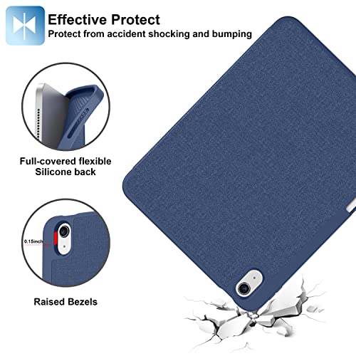 Supveco Case For Ipad 10Th Generation 2022 With Pencil Holder-[Tri-Fold Stand + Auto Wake/Sleep],Premium Protective Case With Soft Tpu Back Shell Cover For Apple Ipad 2022 10.9 Inch-Dark Blue #TOP4