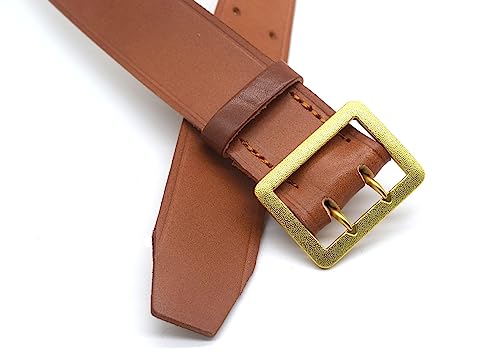 Collectable WWII German Officer Double Hole Waistband Claw Wehrmacht Belt Tool Equipment Field Brown Replica (120CM)2