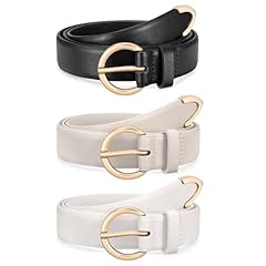 3-pack:black+beige+white(gold Buckle)