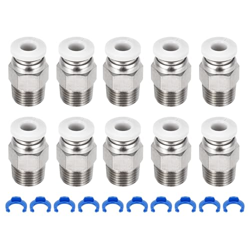 sourcing map 10 Pcs Pneumatic Fitting, PC4-M10 Push to Connect Pneumatic Tube Fittings, Straight Through Fitting for 3D 