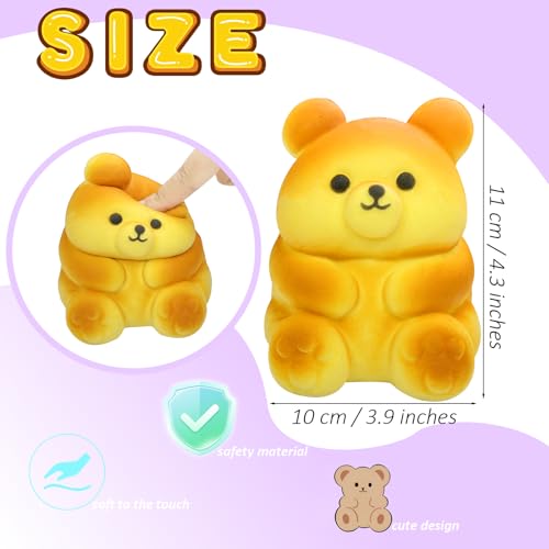 funnysquee Cute Bear Squishies Toy Super Soft Slow Rising Animal Bears Bread Birthday Gift for Kids,Kawaii Stress Relief Squeeze Toy (Cute Bear Bread) by funnysquee - Image 2