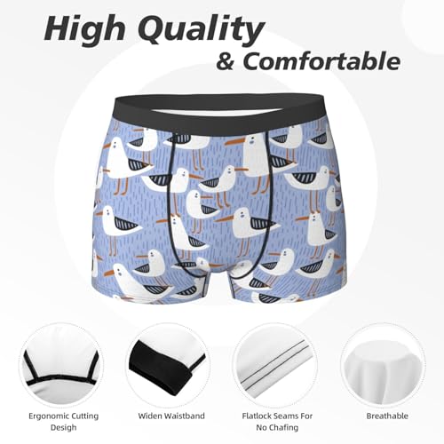 seagulls blue Mens Underwear Boxer Briefs, Comfort Breathable Boxers For Men Regular2
