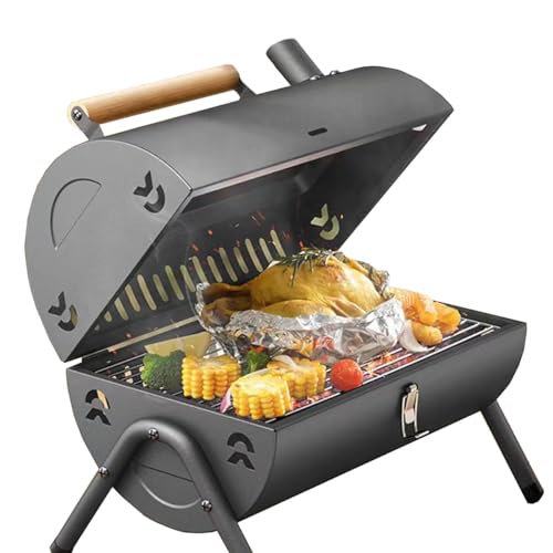 Holzkohlegrill Klein Camping, Klappgrill Klein Für Den Außenbereich, Outdoor Picknick Campinggrill Mit Backform, Kompakter Picknickgrill Für Picknick, Terrasse, Hinterhof, Strand (Color : /Black)