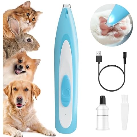 2024 Upgrade Pet Micro Precision Trimmer, Multifunctional Pet Hair Clippers for Grooming with LED Light, Low Noise Waterproof Rechargeable Pet Paw Trimmer for Pet Paws, Ears, Rump, Face, Eyes Cover