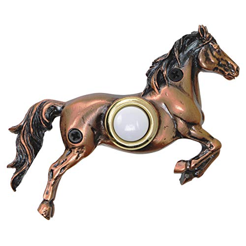 Waterwood Bronze Plated Horse Doorbell - Wired & Illuminated Push Button Cast in Durable Polyresin #1