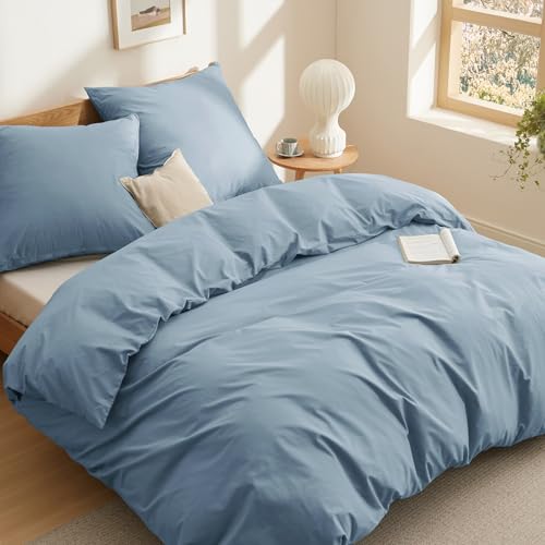 BEDSURE Bettwäsche 200x200 Baumwolle Graublau - Bettwäsche-Sets 200 x 200...