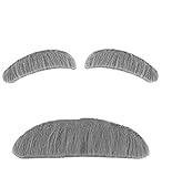 Gray Stick-on Mustache & Eyebrows - Old Man Costume For Kids Boys, 100th Day of School Old Man Dress...