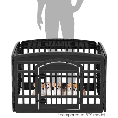 IRIS USA 24" 4-Panel Dog Playpen with Door, 35 x 35 x 24, Puppy Playpen, Dog Play Pen Indoors, Pet Fence, Puppies/Small Dogs, Black - Image 3