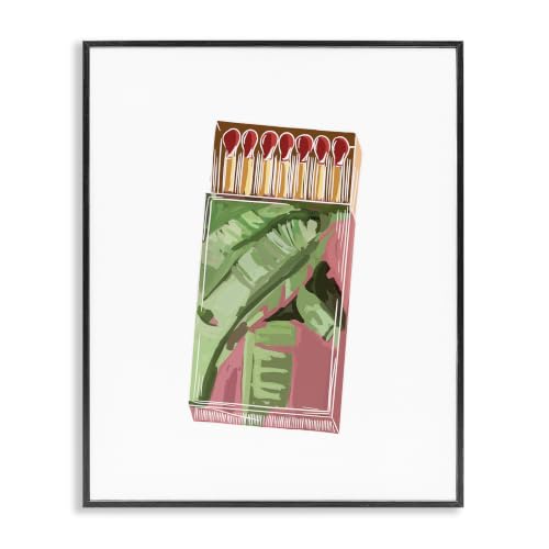 Floral Pink Matchbox Design Square, 16 x 20 Inch Framed Giclée Print