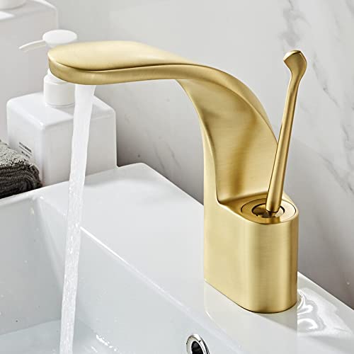 Mitigeur de salle de bain créatif robinet d'évier brossé avec jet d'eau fluide