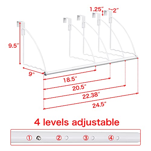 Tajsoon Over The Door Closet Valet, Expandable & Adjustable Over The Door Clothes Organizer Rack And Door Hanger For Clothing Or Towel, Drying Clothes, Bathrooms, Fits Doors Up To 1¾”, Metal, White #TOP6