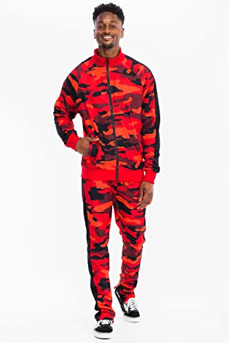 Weiv Gear Men’s Track Pants – Casual Camo Camouflage Print Drawstring Waist Ankle Zipper Slim Fit Sweatpants Joggers Active Athletic Workout Tp600 Orange 3Xl #TOP3