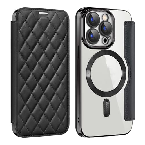 Coque en cuir iPhone 15 Pro Max transparente de luxe avec porte-carte élégant