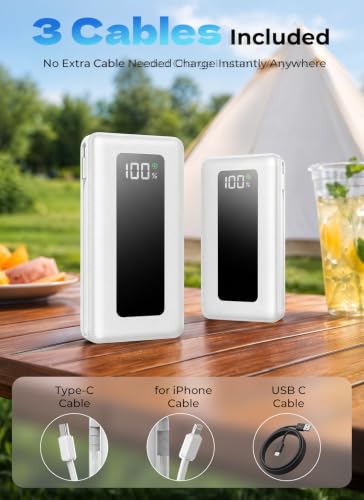 Image of Moihosso Portable Charger Power Bank 50000mAh with Built-in Cables