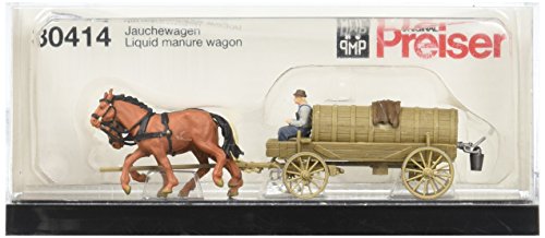 Preiser 1/87 th – pr30414 – Modelleisenbahnen – Regentonne gezogener durch 2 Pferde
