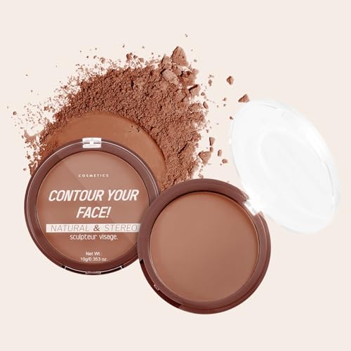 Boobeen 2 Packs Matte Finishing Pressed Powder Contour Palette, Waterproof and Oil-Control Face Contour Bronzer Powder, Non-Caking Natural and Long-Lasting Baked Setting Bronzer Makeup, 5 Colours