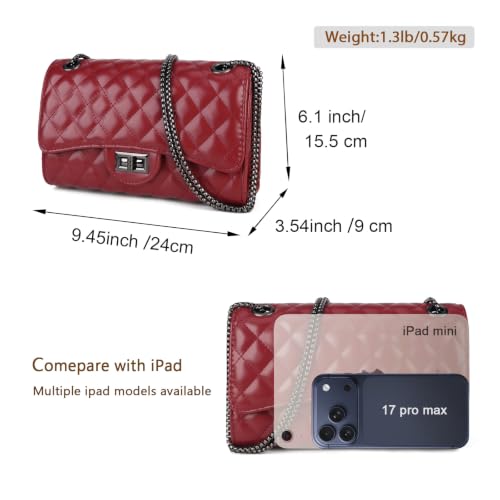 Image of Gladdon Quilted Crossbody Purse for Women Trendy Shoulder Bags | Stylish Shoulder Purse,Quilted Pattern,Structured bag,Chain Strap,Spacious Enough,Casual and Dressy Outfits,Any Occasion