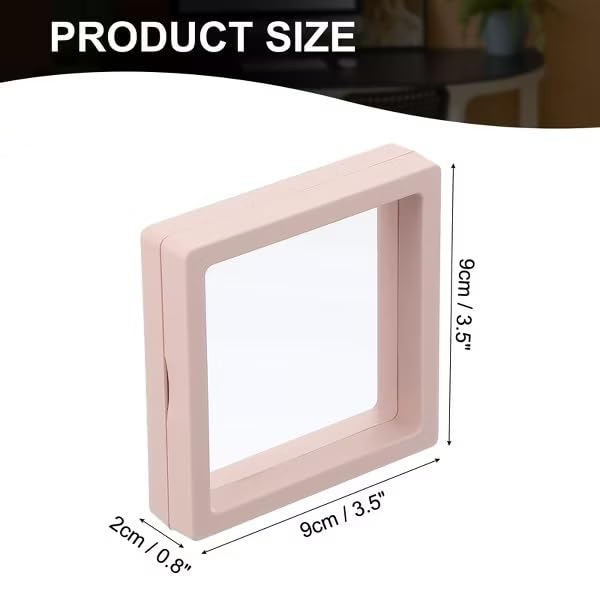 Image of Floating Display Frame, Coin Display Case, Dustproof PE Film Transparent Jewelry Storage Box for Ring Necklace Bracelet, Floating Display Case for Coin, Jewelry per Availability (Medium Pink 10pcs)