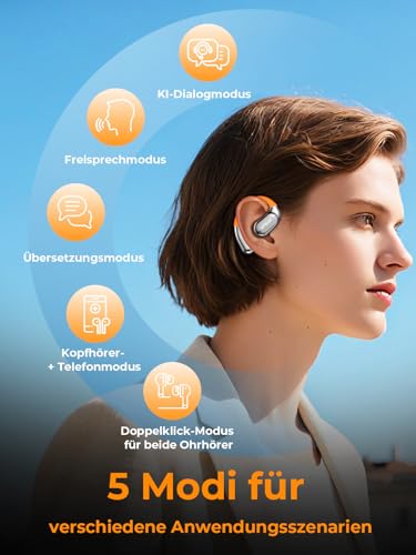 ki übersetzer kopfhörer, 3-in-1 übersetzungskopfhörer mit 150 Sprachen, 5 Übersetzungsmodi Echtzeit Übersetzer Ohrhörer mit APP, 60Hrs, Bluetooth 5.4 translator earbuds für Lernen, Reisen, Business