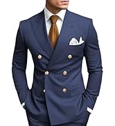 HANBANGWEI 2 Piece Double Breasted Suit Men Slim Fit Mens Double Breasted Blazer Pants Sets Weddi...