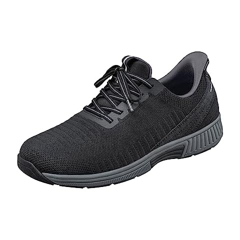 Orthofeet Men's Orthopedic Black and Gray Knit Yari Hands-Free Sneakers, Size 11 Wide Cover