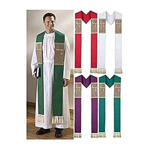 Alpha Omega Stole with Gold Tassels (Purple)