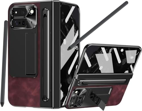 Étui rouge vin pour Google Pixel 9 Pro Fold avec film protecteur et stylet S intégré